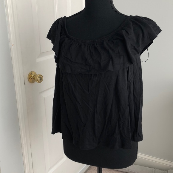Black Ruffle Off Shoulder Top - Picture 2 of 2